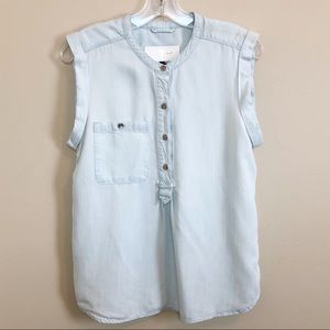 NWT 7FAMK / Chambray Short Cuffed Sleeves Top